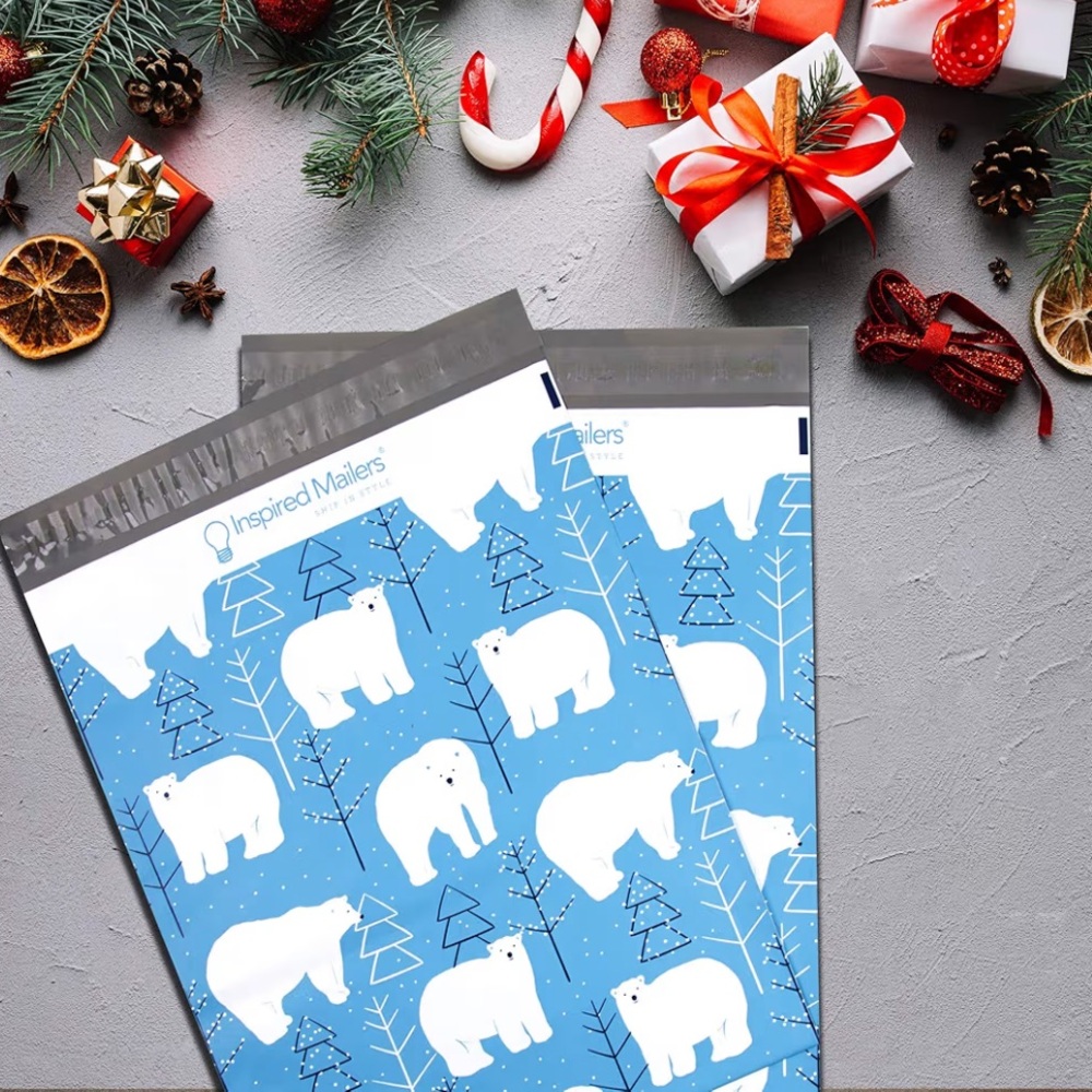 Blue White Polar Bears 25 Pack 12”x15” Poly Mailers - Picture 4 of 7